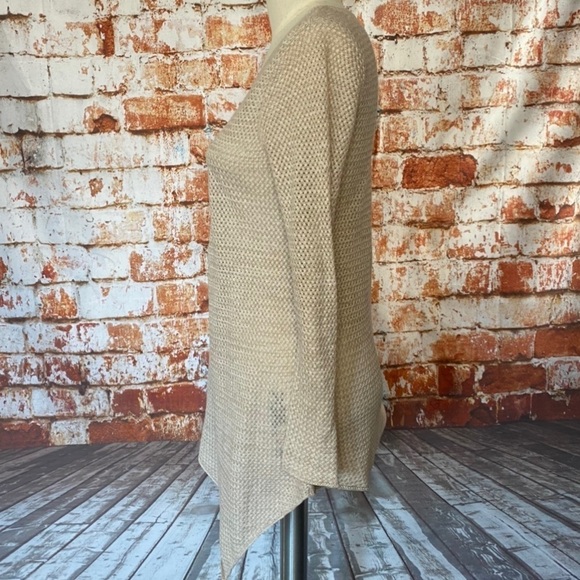 Joie Tan Linen Blend Woven Lightweight Sweater Asymmetrical Hem Small - Picture 2 of 10